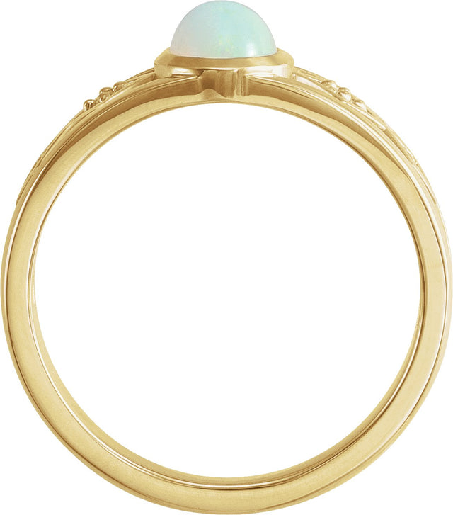 14K Gold Oval Natural Turquoise & Natural Diamond Bezel-Set Cabochon Ring - Rose Gold - view 4
