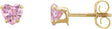 14K Gold Pink Cubic Zirconia Heart Snap-In Youth Stud Earrings