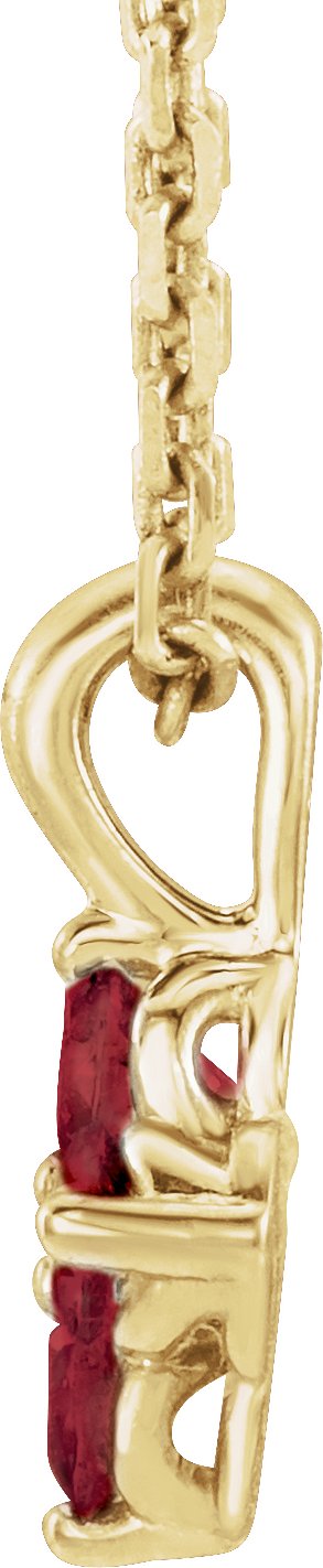 14K Gold Round Natural Ruby Youth Birthstone Necklace or Pendant II - Yellow Gold - view 2
