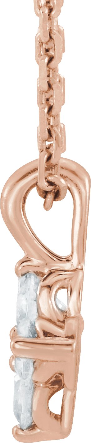 14K Gold Round Natural White Sapphire Youth Birthstone Necklace or Pendant II - Rose Gold - view 2