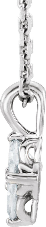14K Gold Round Natural White Sapphire Youth Birthstone Necklace or Pendant II - White Gold - view 2