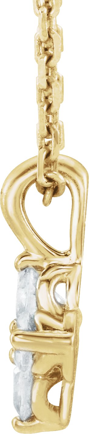 14K Gold Round Natural White Sapphire Youth Birthstone Necklace or Pendant II - Yellow Gold - view 2