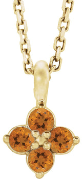 14K Gold Round Natural Citrine Youth Birthstone Necklace or Pendant II - Yellow Gold