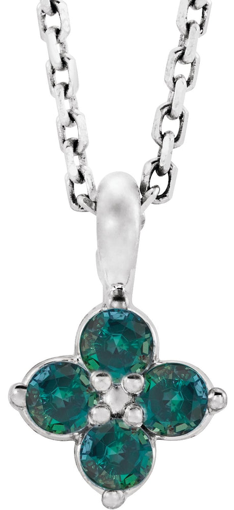 Platinum Round Natural Alexandrite Youth Birthstone Necklace or Pendant