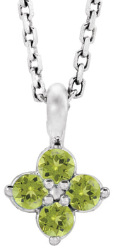 Platinum Round Natural Peridot Youth Birthstone Necklace or Pendant