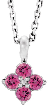Platinum Round Natural Pink Tourmaline Youth Birthstone Necklace or Pendant