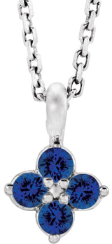 Platinum Round Natural Blue Sapphire Youth Birthstone Necklace or Pendant