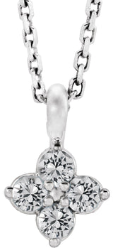 Platinum Round Natural White Sapphire Youth Birthstone Necklace or Pendant