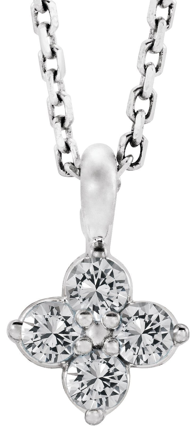 Platinum Round Natural White Sapphire Youth Birthstone Necklace or Pendant