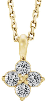 14K Gold Round Natural White Sapphire Youth Birthstone Necklace or Pendant II - Yellow Gold