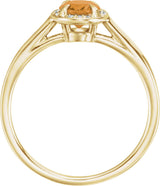 14K Gold Oval Natural Citrine & Natural Diamond Halo-Style Ring – 10x8mm - Yellow Gold - view 2