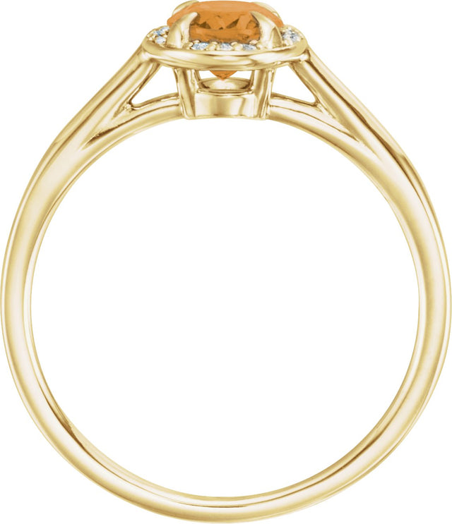 14K Gold Oval Natural Citrine & Natural Diamond Halo-Style Ring – 10x8mm - Yellow Gold - view 2