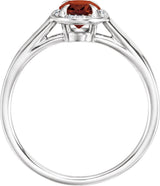 14K Gold Oval Natural Mozambique Garnet & Natural Diamond Halo-Style Ring – 7-10mm Stones - White Gold - view 2
