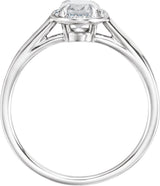 14K Gold Oval Natural White Topaz & Natural Diamond Halo-Style Ring - White Gold - view 2