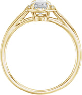 14K Gold Oval Natural White Topaz & Natural Diamond Halo-Style Ring - Yellow Gold - view 2