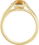 14K Gold Oval Natural Citrine & Natural Diamond Halo-Style Ring – 10x8mm - Yellow Gold - view 2