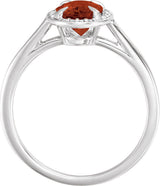 14K Gold Oval Natural Mozambique Garnet & Natural Diamond Halo-Style Ring – 7-10mm Stones - White Gold - view 2