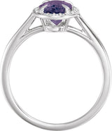 14K Gold Oval Lab-Grown Alexandrite & Natural Diamond Halo-Style Ring - White Gold - view 2