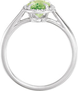 14K Gold Oval Natural Peridot & Natural Diamond Halo-Style Ring – 7x5mm - White Gold - view 2
