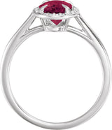 14K Gold Oval Natural Rhodolite Garnet & Natural Diamond Halo-Style Ring - White Gold - view 2