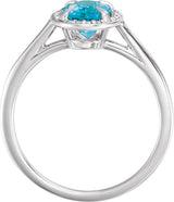 14K Gold Oval Natural Swiss Blue Topaz & Natural Diamond Halo-Style Ring – 10x8mm - White Gold - view 2