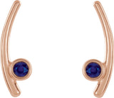14K Gold Round Lab-Grown Alexandrite Bezel-Set Ear Climbers - Rose Gold - view 4