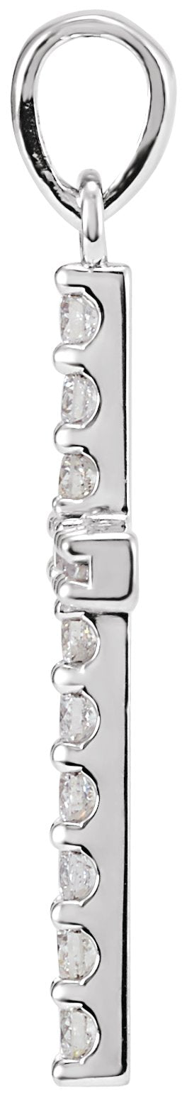14K Gold Round Natural Diamond Accented Cross Necklace or Pendant - White Gold - view 6