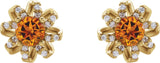 14K Gold Natural Citrine Round 4-Prong Halo-Style Twist Earrings - Yellow Gold - view 4