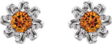 Platinum Natural Citrine Round 4-Prong Halo-Style Twist Earrings - view 4