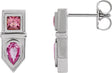 Platinum Pear Natural Pink Multi-Gemstone Geometric Bar Earrings