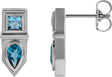 Platinum Pear Natural Blue Multi-Gemstone Geometric Bar Earrings