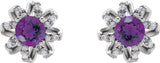 Platinum Natural Amethyst Round 4-Prong Halo-Style Twist Earrings - view 4