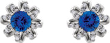 Platinum Lab-Grown Blue Sapphire Round 4-Prong Halo-Style Twist Earrings - view 4