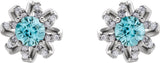 Platinum Natural Blue Zircon Round 4-Prong Halo-Style Twist Earrings - view 4