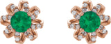 14K Gold Lab-Grown Emerald Round 4-Prong Halo-Style Twist Earrings - Rose Gold - view 4
