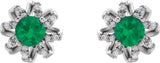 14K Gold Lab-Grown Emerald Round 4-Prong Halo-Style Twist Earrings - White Gold - view 4
