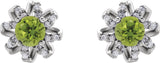 Platinum Natural Peridot Round 4-Prong Halo-Style Twist Earrings - view 4