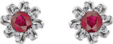 14K Gold Natural Ruby Round 4-Prong Halo-Style Twist Earrings - White Gold - view 4