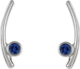14K Gold Round Lab-Grown Blue Sapphire Bezel-Set Ear Climbers - White Gold - view 4