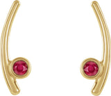 14K Gold Round Lab-Grown Ruby Bezel-Set Ear Climbers - Yellow Gold - view 8