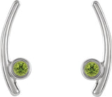 Platinum Round Natural Peridot Bezel-Set Ear Climbers - view 4