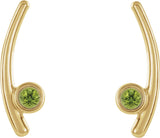 14K Gold Round Natural Peridot Bezel-Set Ear Climbers - Yellow Gold - view 4