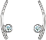 14K Gold Round Natural White Sapphire Bezel-Set Ear Climbers - White Gold - view 4