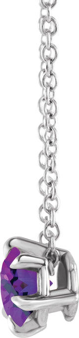 Platinum Round Natural Amethyst Solitaire Necklace or Slide Pendant III - view 6