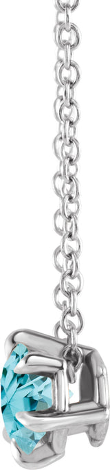 Platinum Round Natural Aquamarine Solitaire Necklace or Slide Pendant III - view 6
