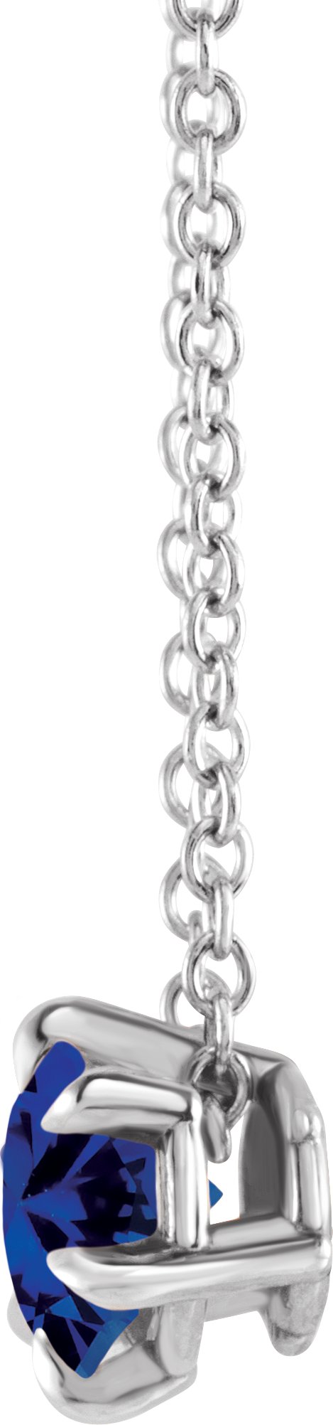 Platinum Round Lab-Grown Blue Sapphire Solitaire Necklace or Slide Pendant III - view 6