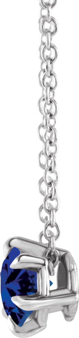 Platinum Round Natural Blue Sapphire Solitaire Necklace or Slide Pendant III - view 6