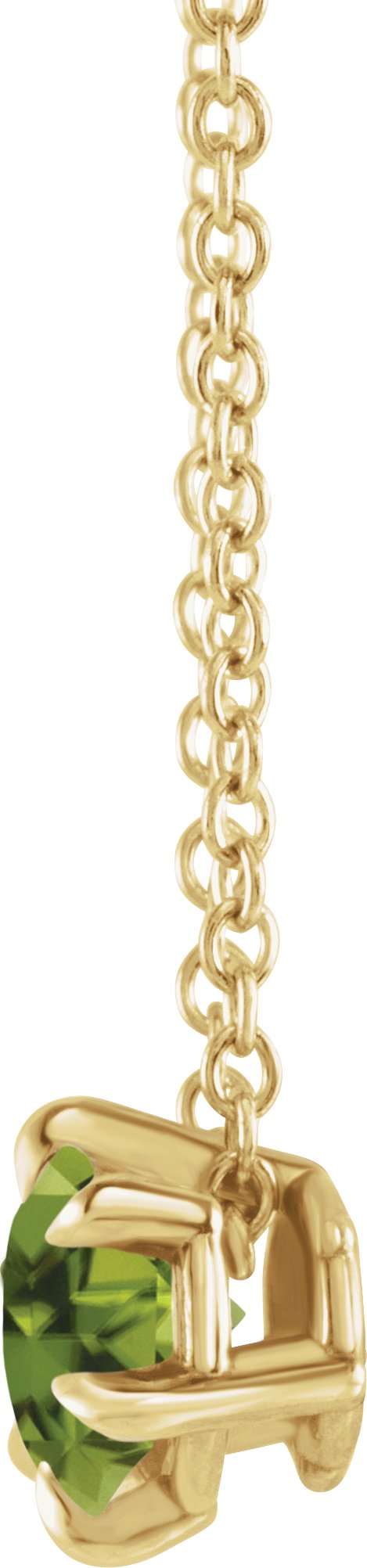 14K Gold Round Natural Peridot Solitaire Necklace or Slide Pendant III - Yellow Gold - view 6