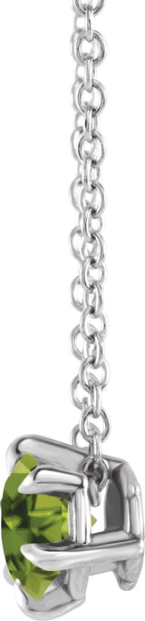 14K Gold Round Natural Peridot Solitaire Necklace or Slide Pendant III - White Gold - view 6