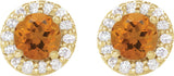 14K Gold Natural Citrine Round 4-Prong Halo-Style Earrings – 3-8mm Stones - Yellow Gold - view 6